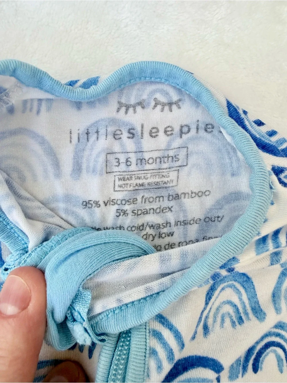 Little Sleepies Blue Rainbow Zippie (size 3-6M)